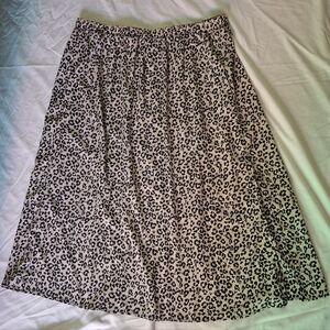 Leopard Print A-Line Midi Skirt